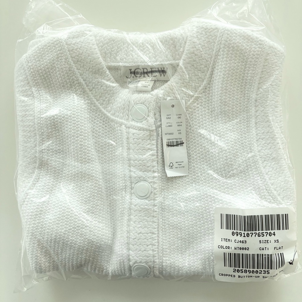 NWT J. Crew Cropped Button-up Sweater Shell White… - image 5